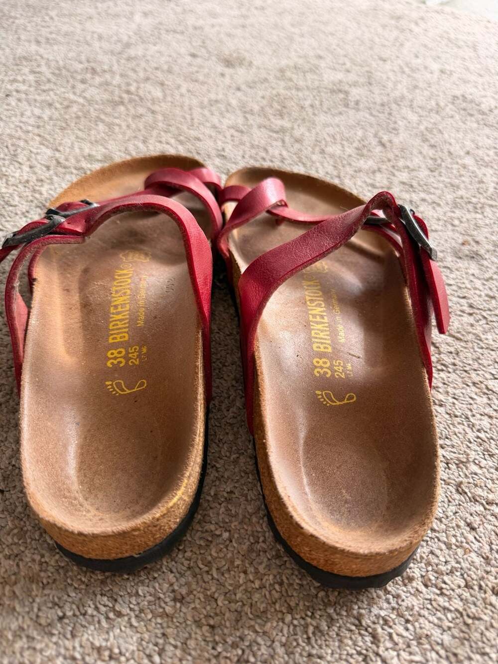 Birkenstock Mayari Red Leather Strap Sandals - Picture 2 of 8